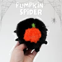 Image 2 of Fluffy Mini Spider Plush (Pumpkin and Skull!) - Halloween Drop 2024