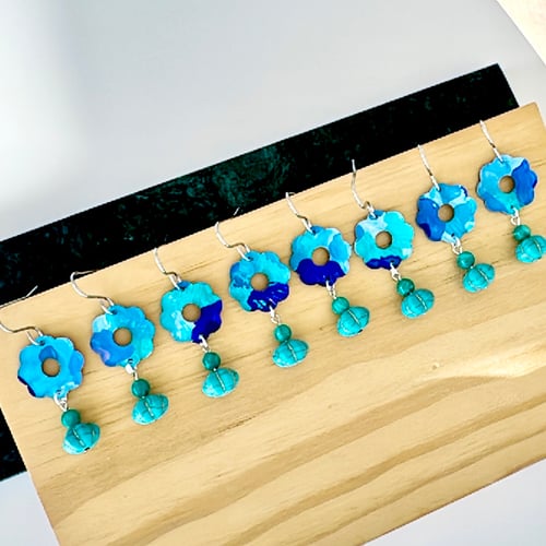 Image of 'Blue Blooms' Painted Posy Drop Dangles