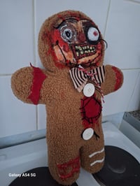 Image 3 of Halloween Custom Made Doll. The Gingerbread Man. Handmade Creepy Plushie. Gothic Home Decor. Unique 