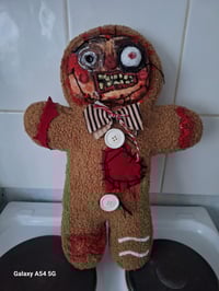 Image 4 of Halloween Custom Made Doll. The Gingerbread Man. Handmade Creepy Plushie. Gothic Home Decor. Unique 