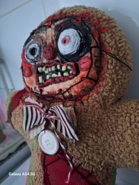 Image 9 of Halloween Custom Made Doll. The Gingerbread Man. Handmade Creepy Plushie. Gothic Home Decor. Unique 