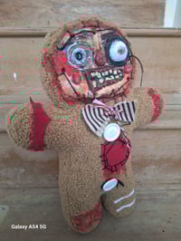 Image 2 of Halloween Custom Made Doll. The Gingerbread Man. Handmade Creepy Plushie. Gothic Home Decor. Unique 