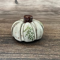 Image 2 of Black Clay Autumn Leaves, Nuts and Berries Ceramic Pumpkin