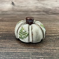 Image 5 of Black Clay Autumn Leaves, Nuts and Berries Ceramic Pumpkin