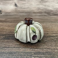 Image 6 of Black Clay Autumn Leaves, Nuts and Berries Ceramic Pumpkin