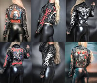 Image 1 of CUSTOM MADE SLIPKNOT FAUX LEATHER BIKER JACKET