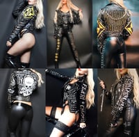 Image 1 of CUSTOM MADE MACHINE HEAD FAUX LEATHER BIKER JACKET 