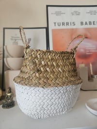 Image 4 of White and Natural woven basket 