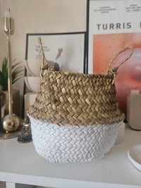 Image 1 of White and Natural woven basket 