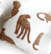 White and Brown Leopard Motif Cushion Cover 