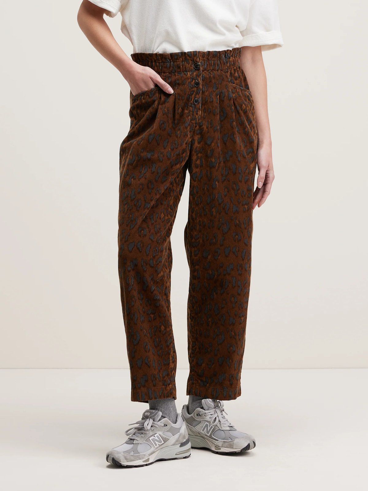 Image of Leopard Print Corduroy Pants