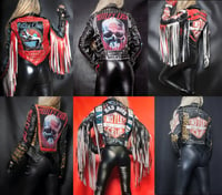 Image 1 of CUSTOM MADE MOTLEY CRUE FAUX LEATHER JACKET