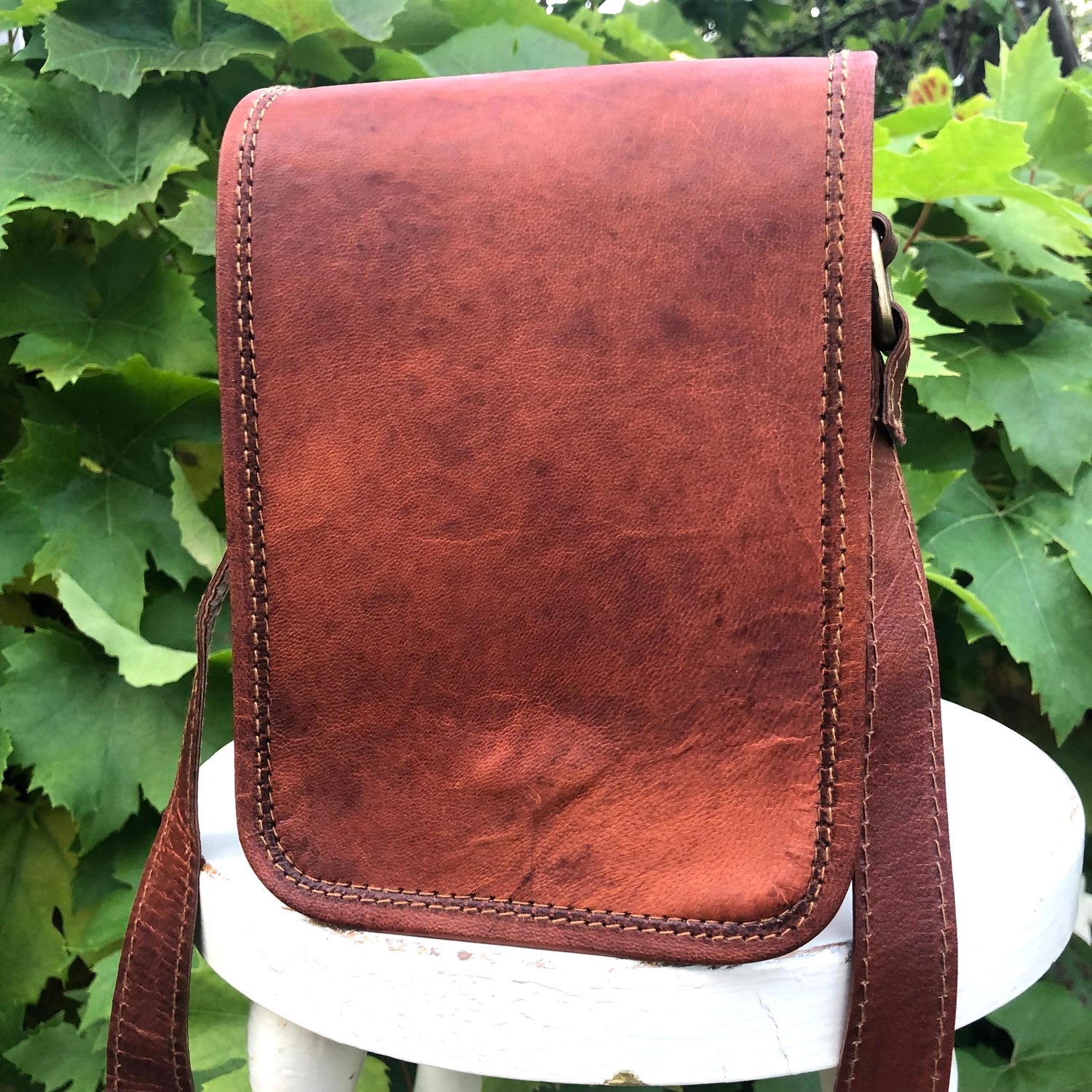 Image of 7”x5.5” Small Handmade Leather Shoulder - rectangle - plain front #3