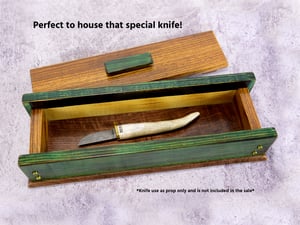 Image of Exotic Zebra Wood with Pine using Pyrolysis Shou Sugi Ban Technique, Knife Rustic Box