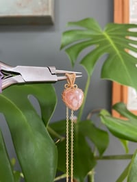 Image 2 of Gold Flower Agate Heart Crystal Necklace