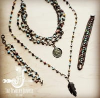 Image 2 of Amazonite Collar-Length Necklace with Indian Head Coin