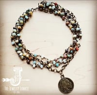 Image 1 of Amazonite Collar-Length Necklace with Indian Head Coin