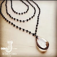 Faceted Glass Beaded Triple Strand Layering Necklace w/ Pendant