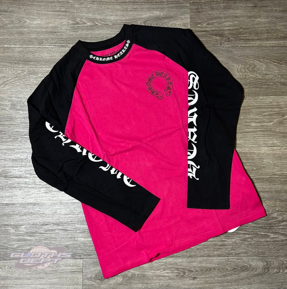 Image of Chrome Hrts Hot Pink Long Sleeve Shirt