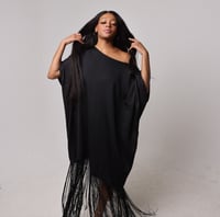 Image 1 of LUNA  FRINGE  DRESS (BLACK)