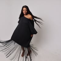 Image 2 of LUNA  FRINGE  DRESS (BLACK)