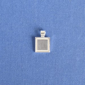 Image of 'Square Sky' 950  engraved solid framed 950 silver necklace