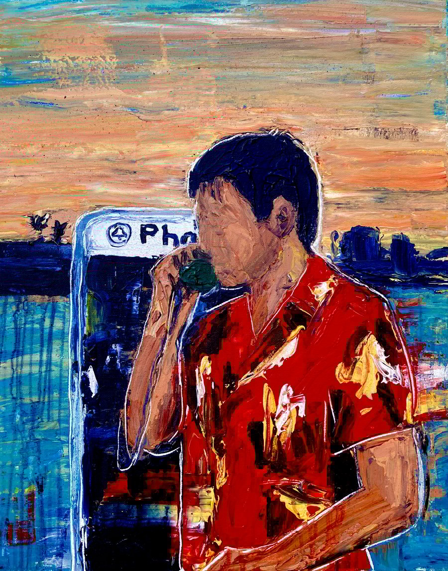 Image of Tony on the phone prints