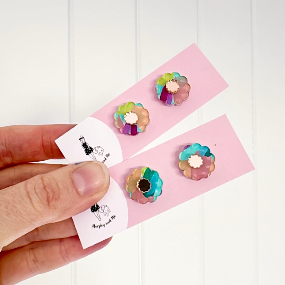 Image of 'Kaleidoscope' Painted Mini Blossom Studs