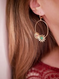 Image 3 of Boucles d'Oreilles ADÉLIE Vert/Grenat