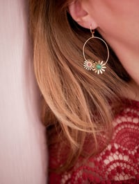 Image 7 of Boucles d'Oreilles ADÉLIE Vert/Grenat