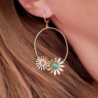 Image 1 of Boucles d'Oreilles ADÉLIE Vert/Grenat
