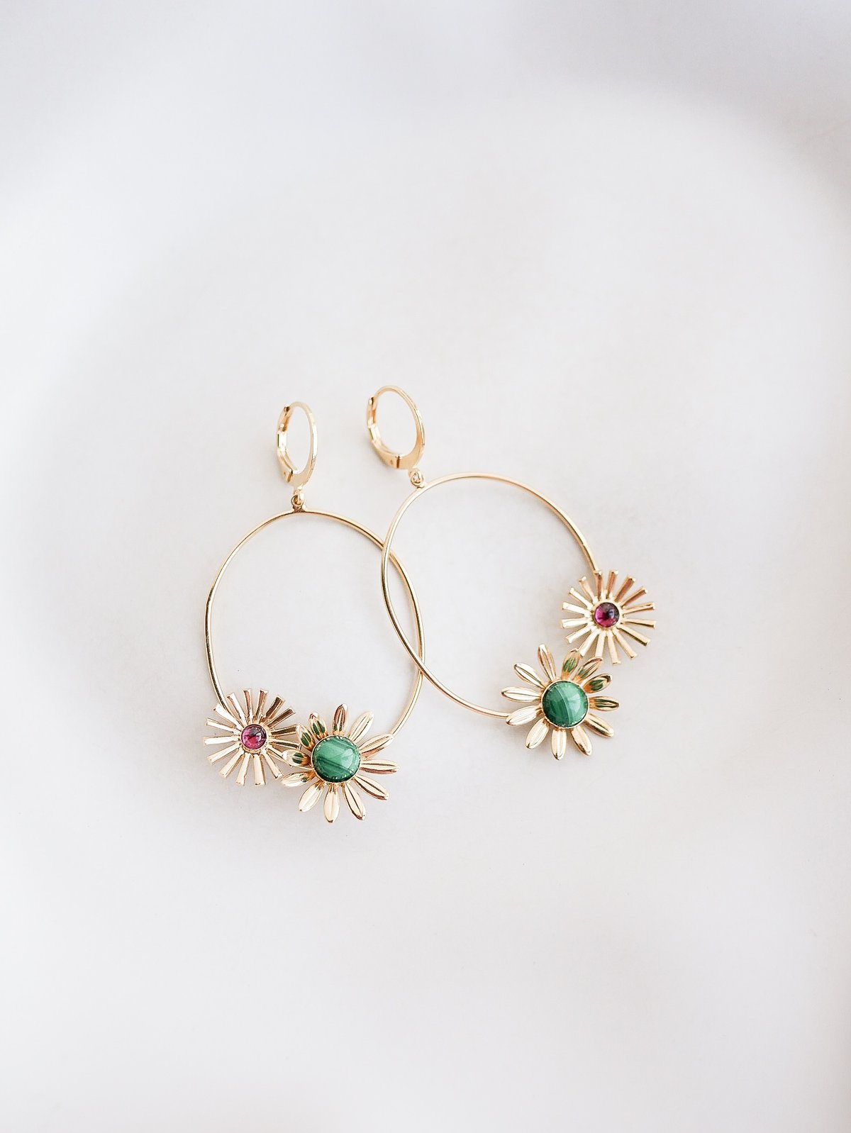 Image of Boucles d'Oreilles ADÉLIE Vert/Grenat