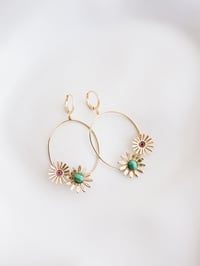 Image 2 of Boucles d'Oreilles ADÉLIE Vert/Grenat