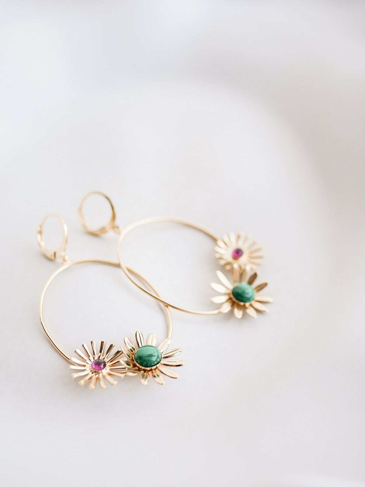 Image of Boucles d'Oreilles ADÉLIE Vert/Grenat