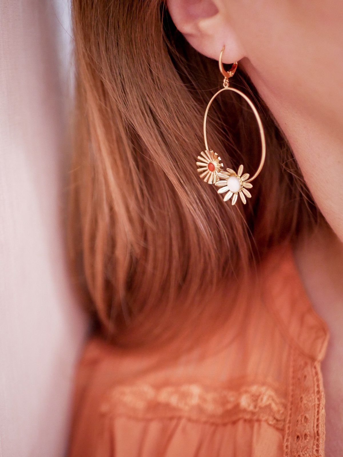 Image of Boucles d'Oreilles ADÉLIE Blanc/Orange