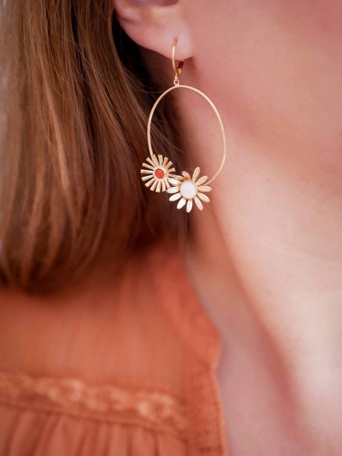 Image of Boucles d'Oreilles ADÉLIE Blanc/Orange