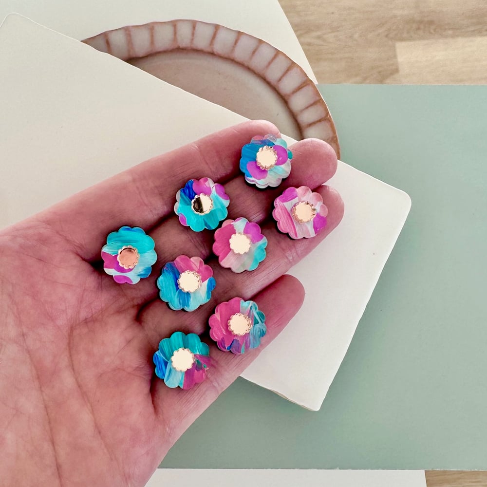 Image of 'Cactus Flower' Painted Mini Blossom Studs