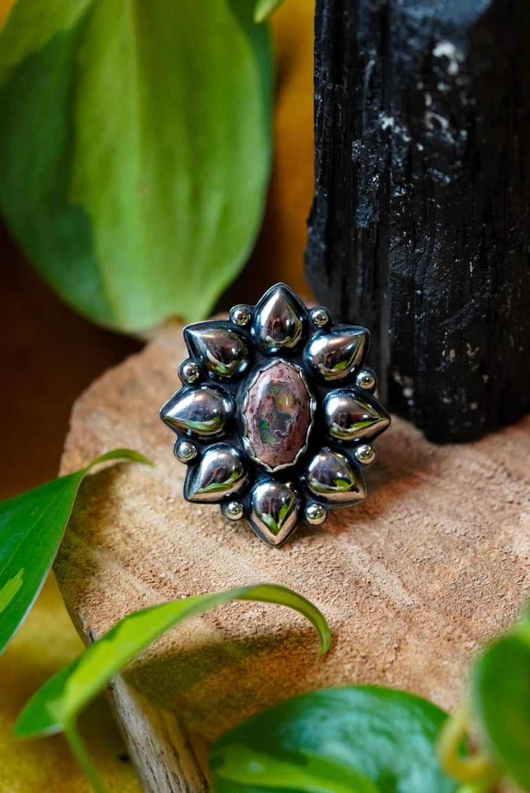 Opal Flower Ring (size 9) Image 2