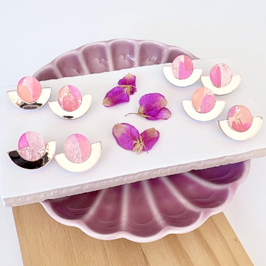 Image of SALE ~ 'Sparkle Sunset' Painted Statement Studs