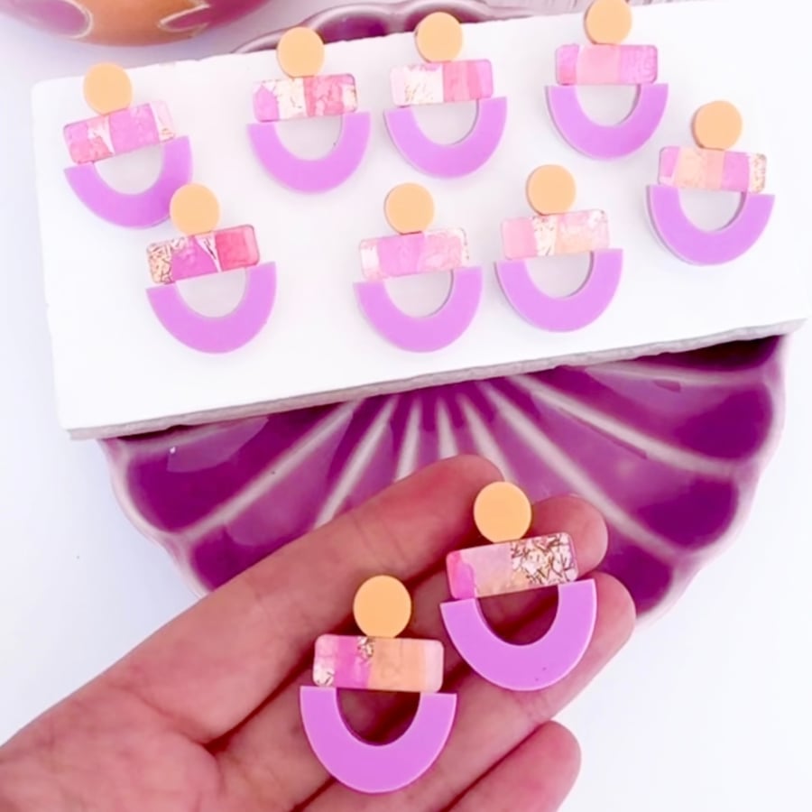 Image of 'Sparkle Sunset' Painted Shapes Studs