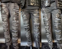 Image 21 of CUSTOM MADE MENS DENIM METAL BATTLE VESTS 