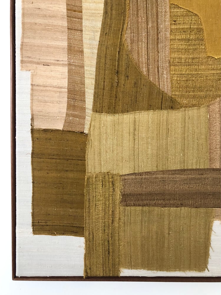 Image of stitched silk composition (ocher)