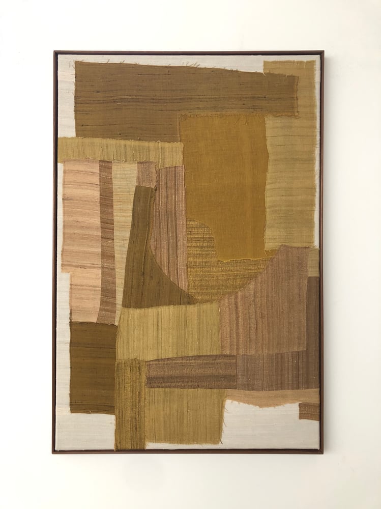 Image of stitched silk composition (ocher)