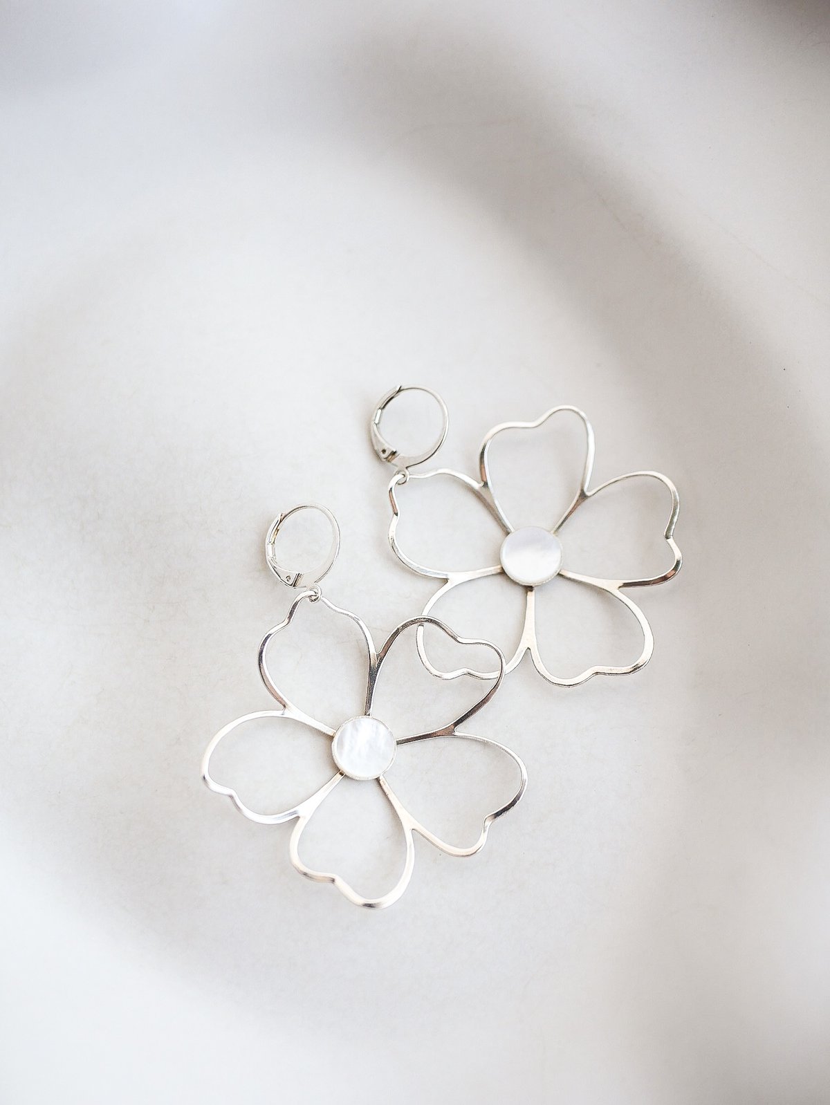 Image of Boucles d'Oreilles NAOLIE - Blanc - Or/Argent