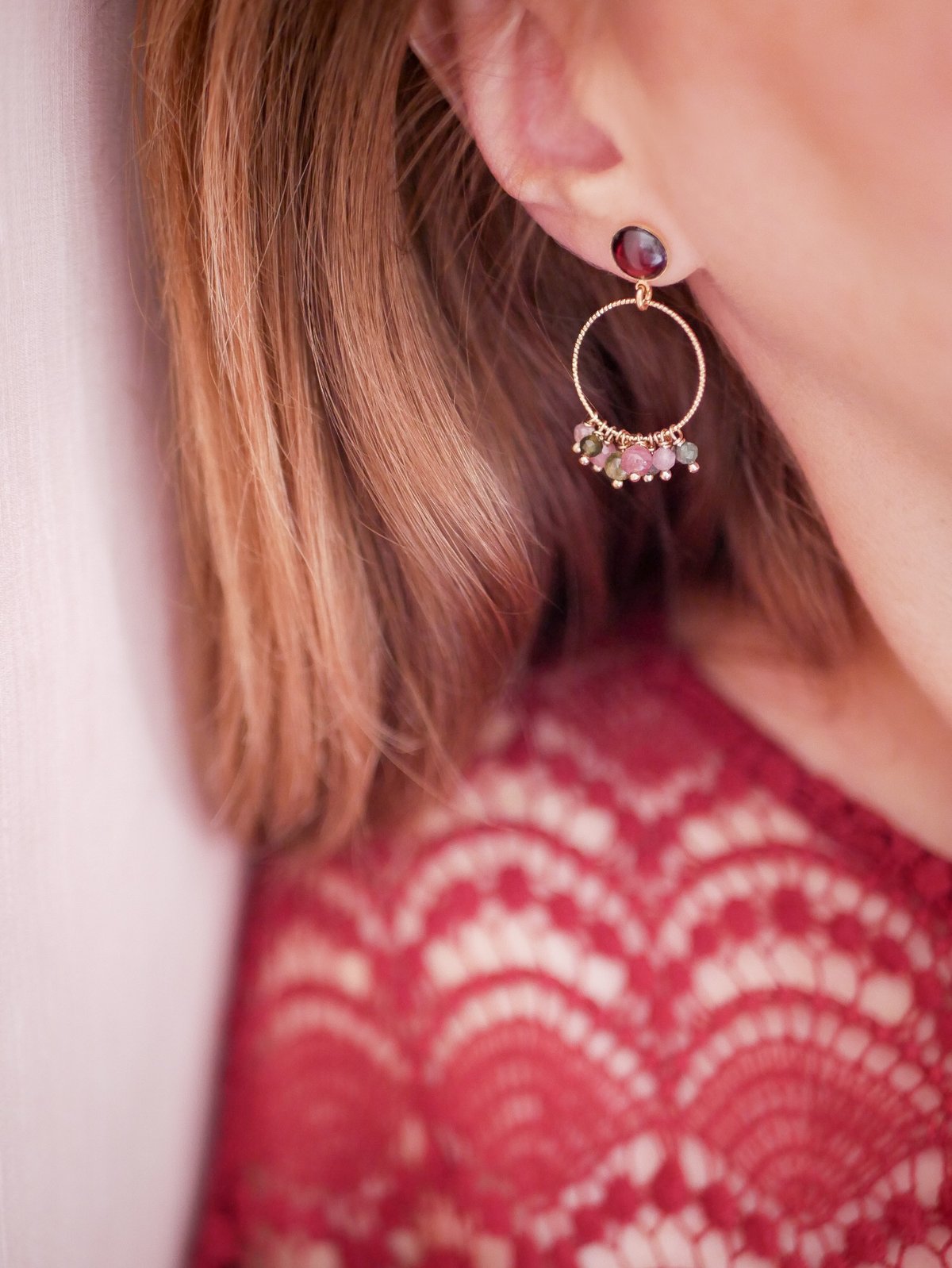 Image of Boucles d'Oreilles GILIA Clous - Bordeaux