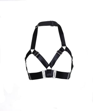 Image of MADE-TO-ORDER Elastic Harness Bra in black satin (Size XS - XL)