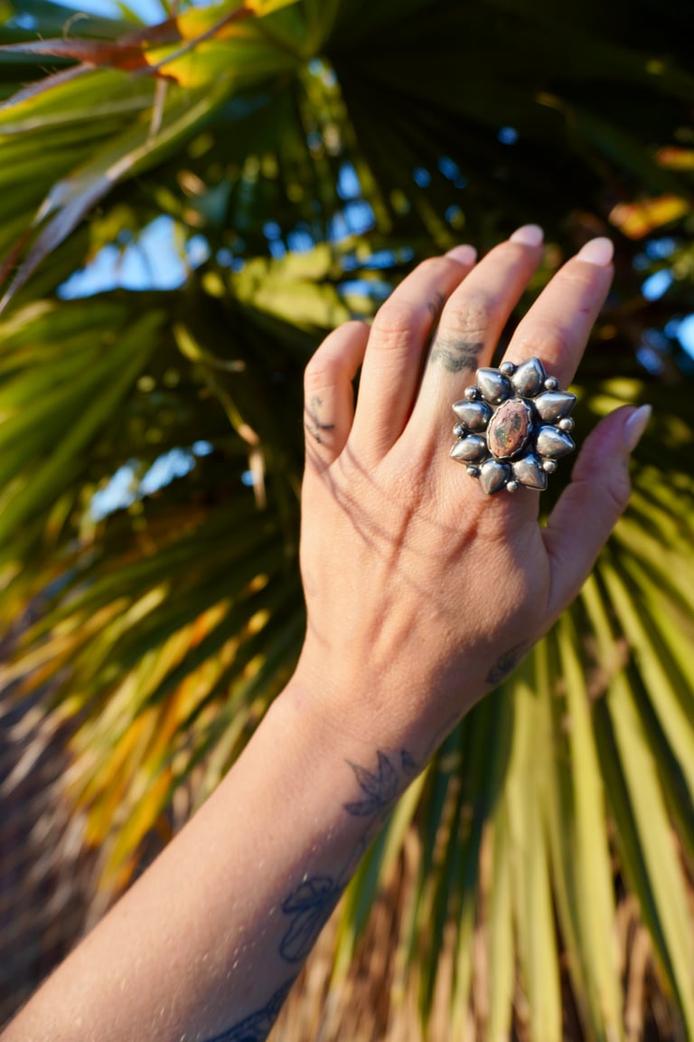 Opal Flower Ring (size 9)