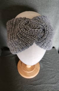 Image 1 of Grey Wool Ear Warmer Extra Wide