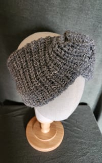 Image 2 of Grey Wool Ear Warmer Extra Wide