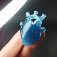 Image 3 of Big ol sparkly blue heart pendant 